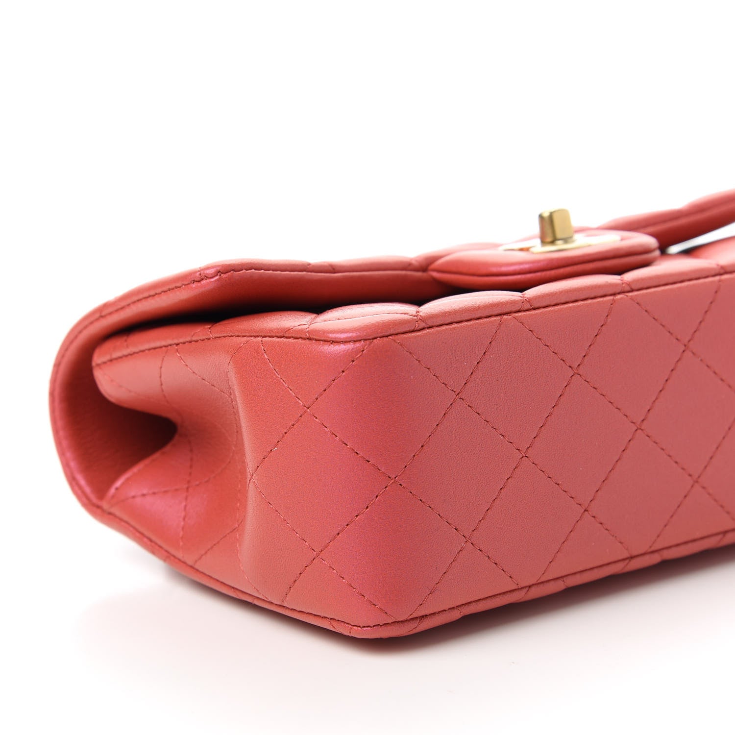 Chanel Iridescent Lambskin Quilted Mini Top Handle Rectangular Flap Red 6 of 11
