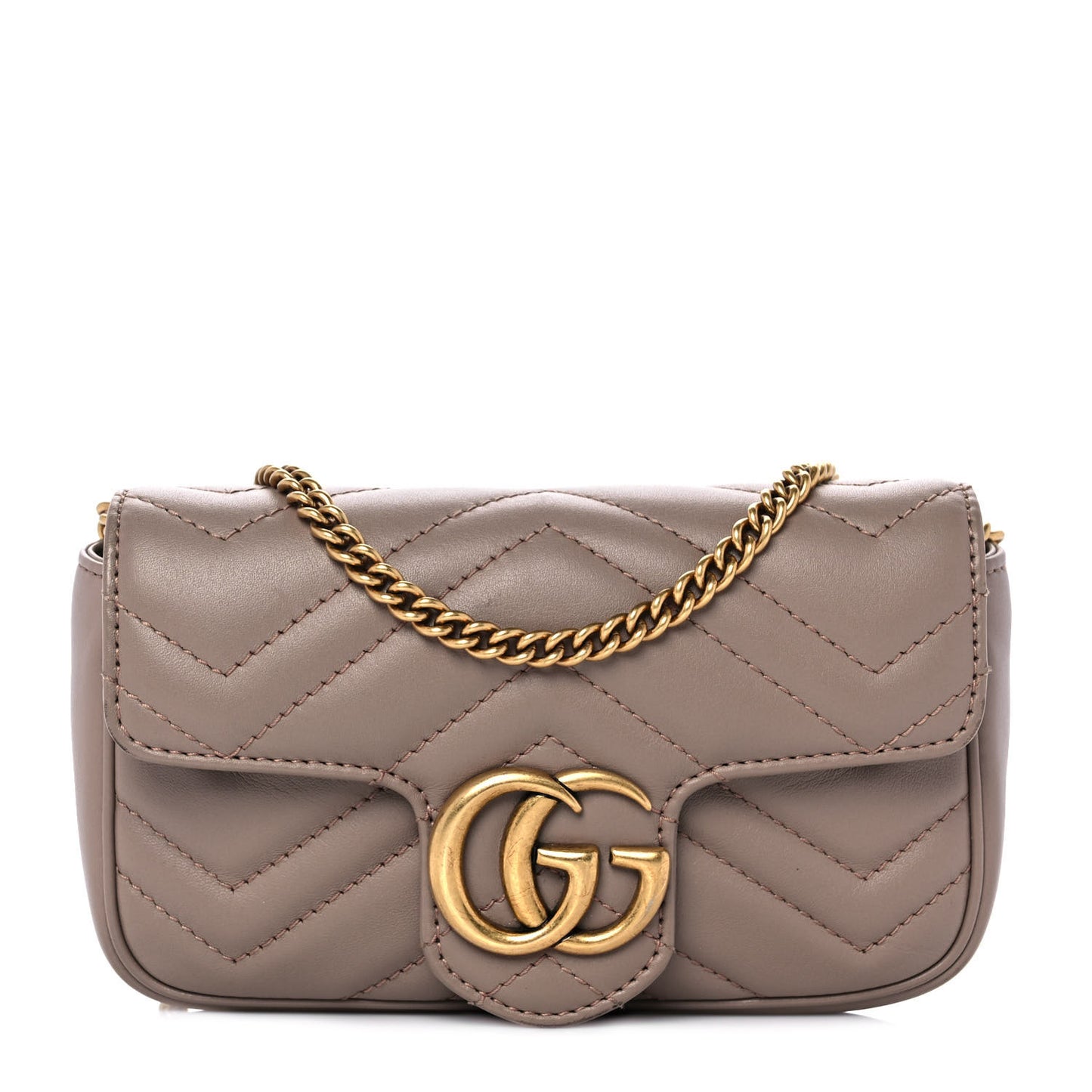 Calfskin Matelasse Super Mini GG Marmont Shoulder Bag Porcelain Rose