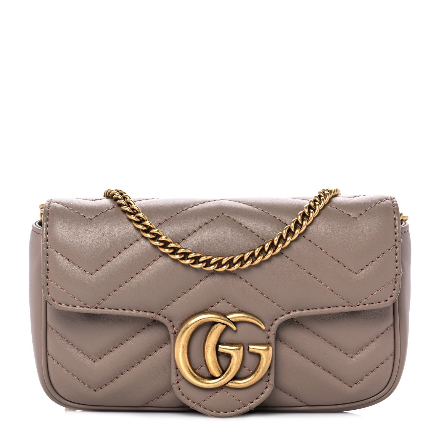 Gucci Calfskin Matelasse Super Mini GG Marmont Shoulder Bag Porcelain Rose 1 of 10