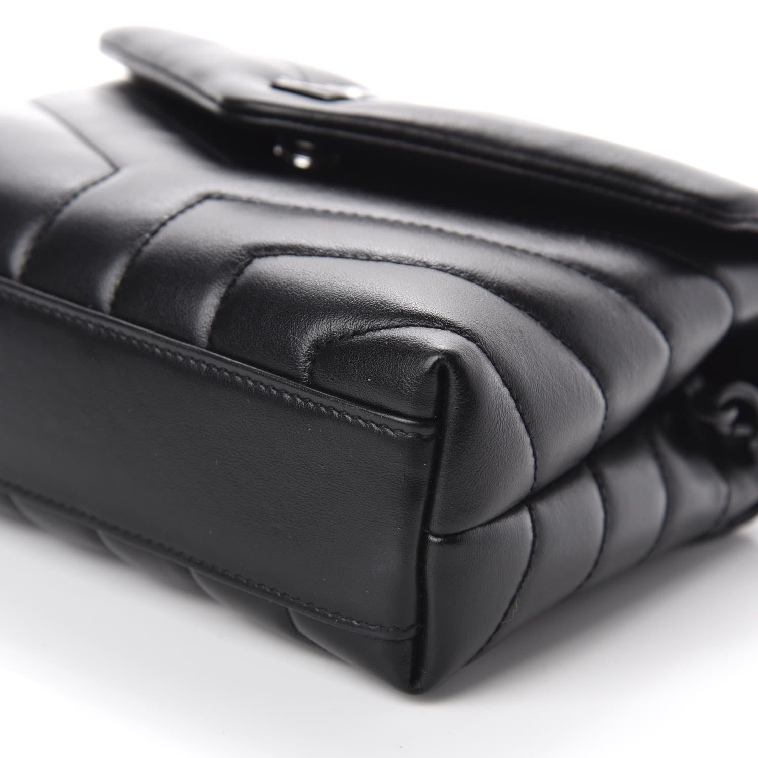 Saint Laurent Calfskin Y Quilted Monogram Toy Loulou Crossbody Bag Black 7 of 12