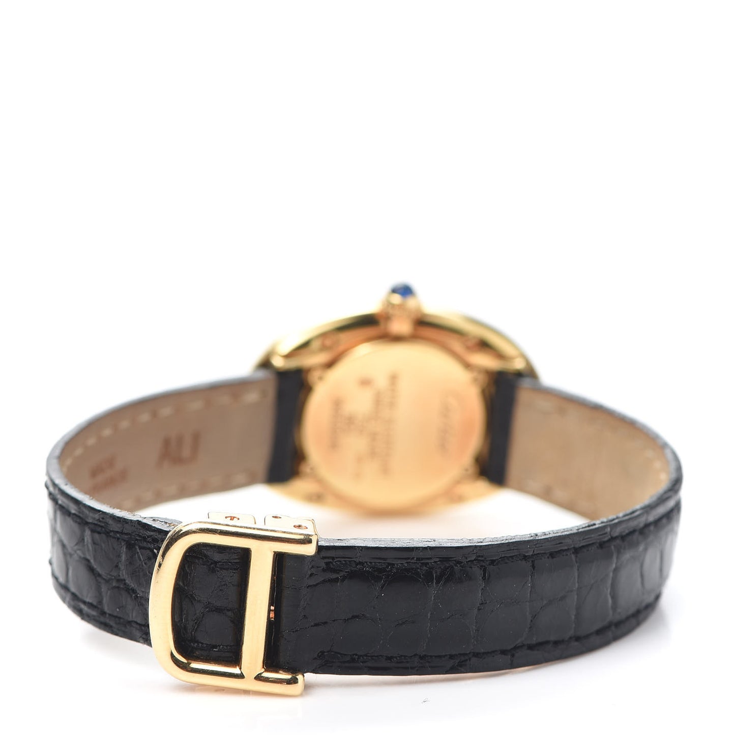 18K Yellow Gold Alligator 22mm Baignoire Quartz Watch