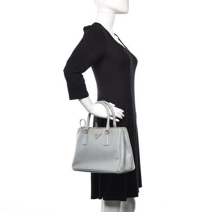 Prada Saffiano Small Galleria Double Zip Tote Lago 2 of 16