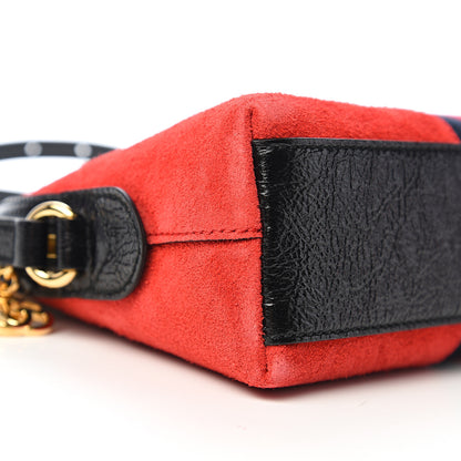 Gucci Suede Patent Web GG Small Ophidia Dome Shoulder Bag Hibiscus Red 7 of 9