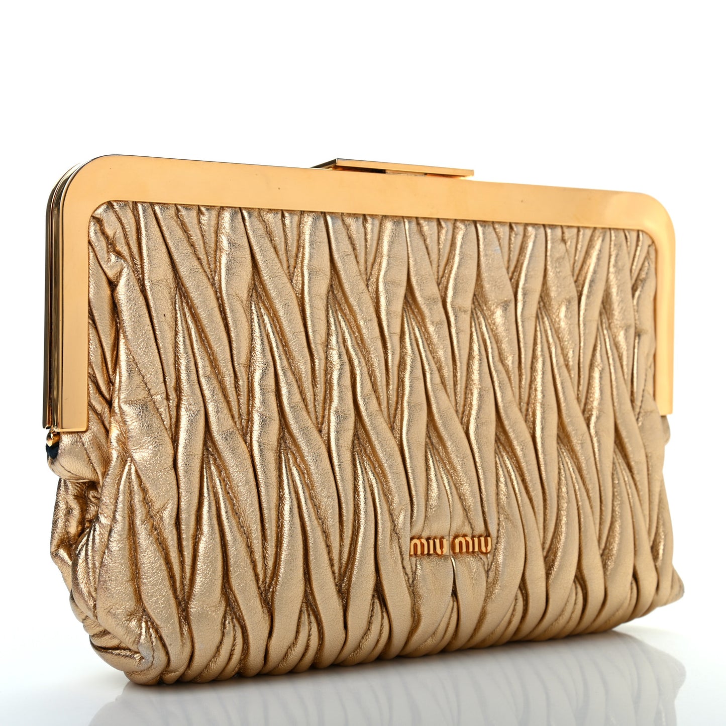 Metallic Nappa Matelasse Clutch Gold