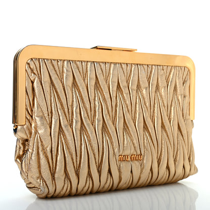 Miu Miu Metallic Nappa Matelasse Clutch Gold 5 of 12