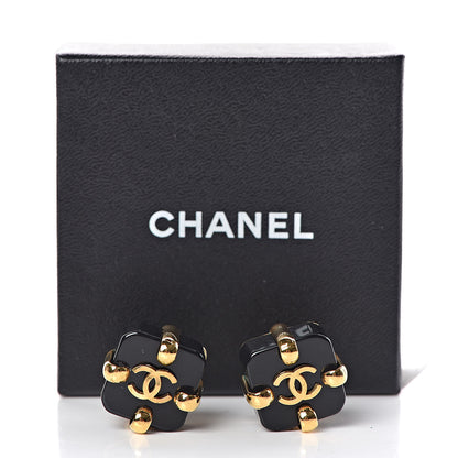 Chanel Resin CC Clip On Earrings Black Gold 5 of 5