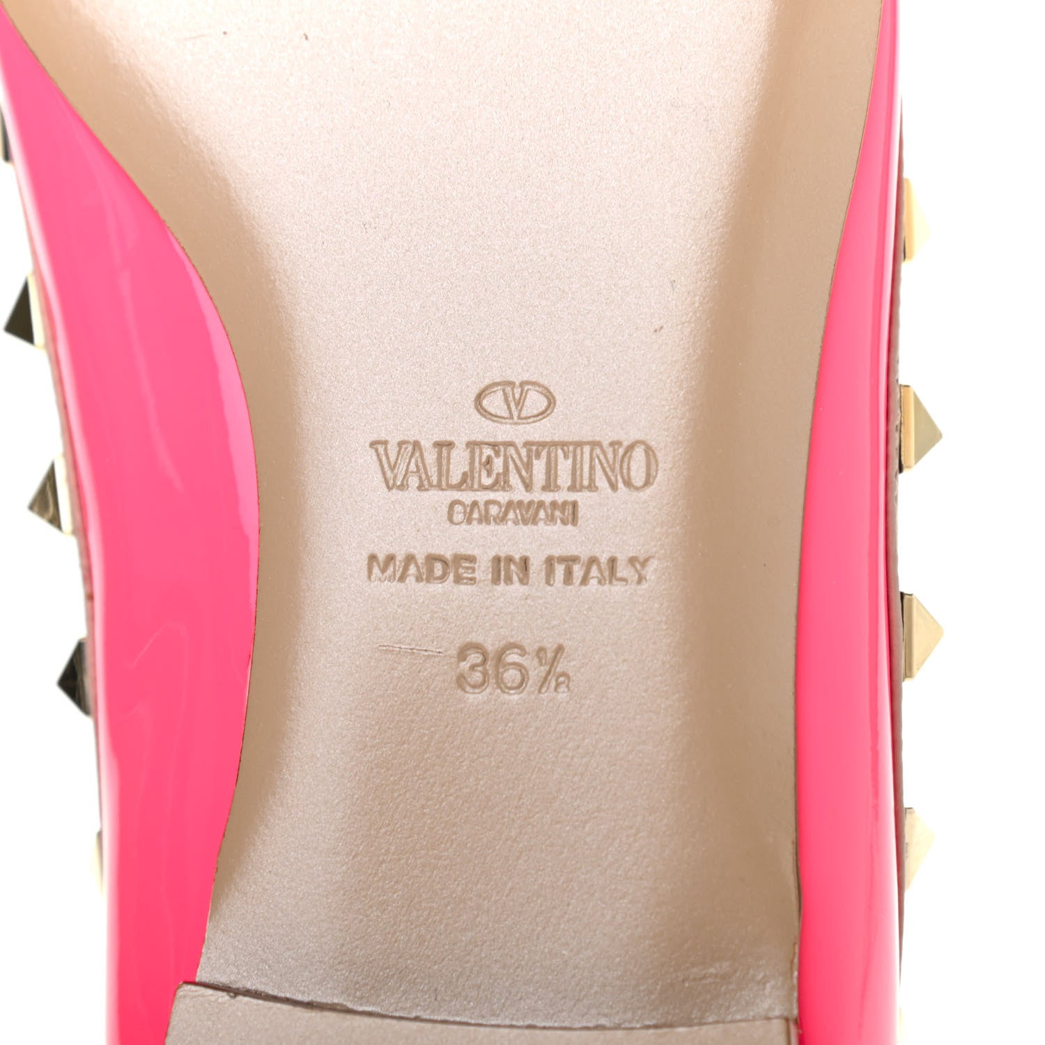 Valentino Garavani Patent Nappa Rockstud Ballerina Flats 36.5 Fuxia Fluo Poudre 7 of 7