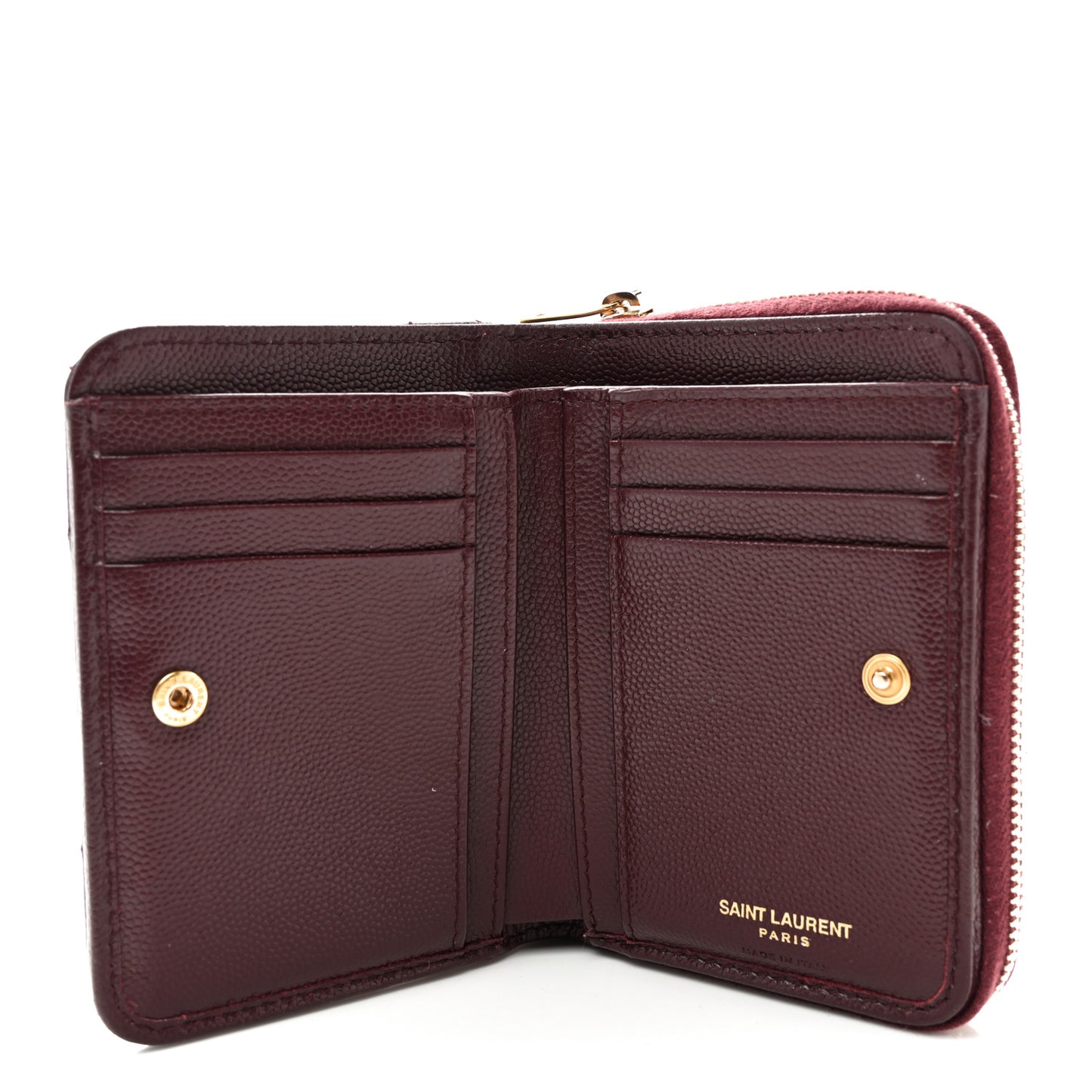 Grain De Poudre Matelasse Chevron Monogram Compact Zip Around Wallet Bordeaux