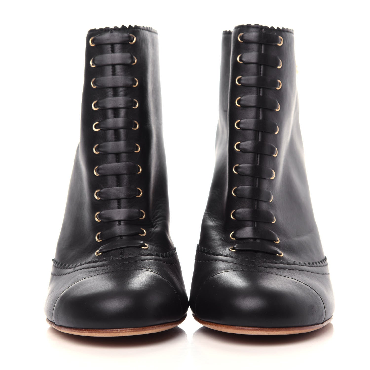 Chanel Calfskin Lace Up Short Boots 40 Black 2 of 11