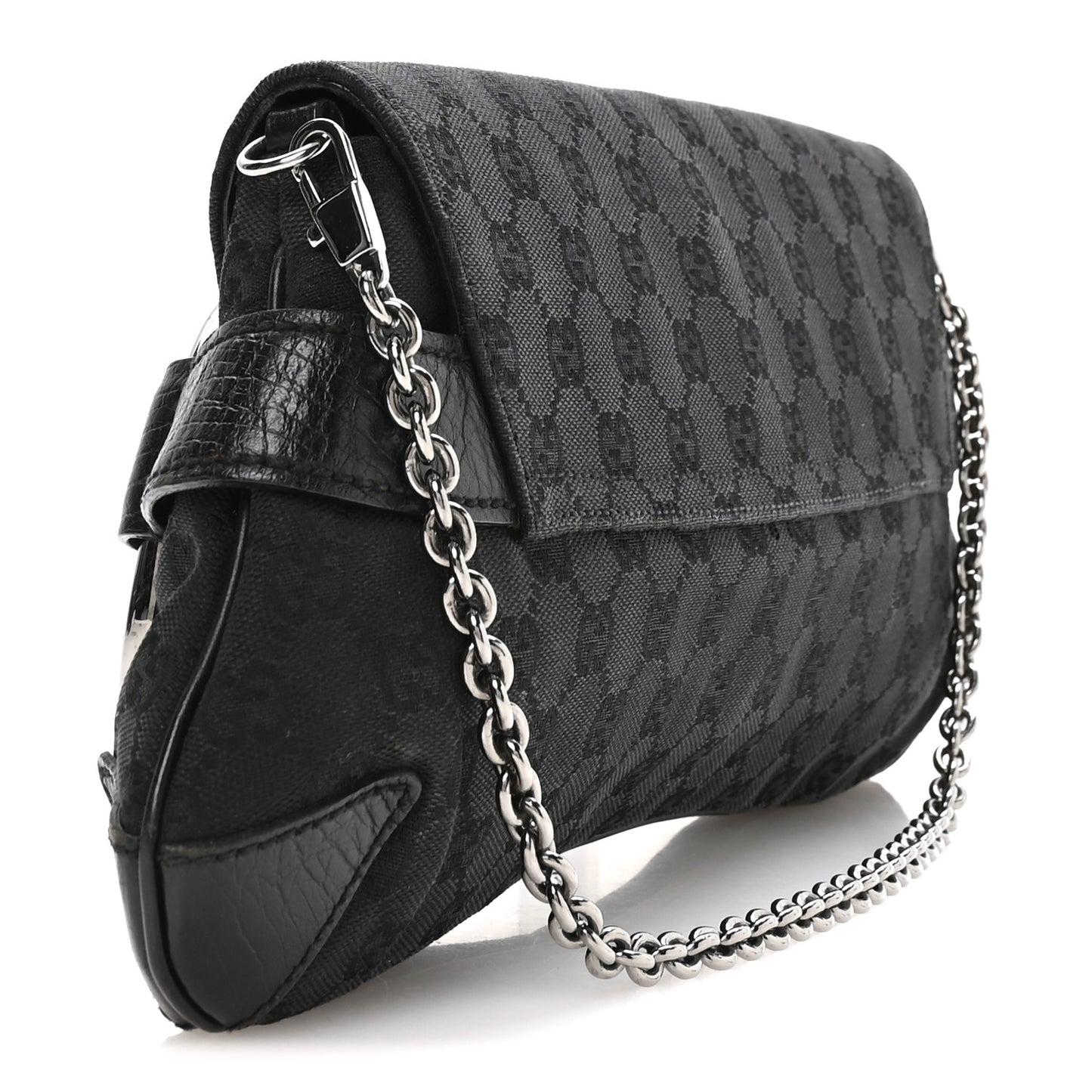 Monogram Horsebit Chain Clutch Black