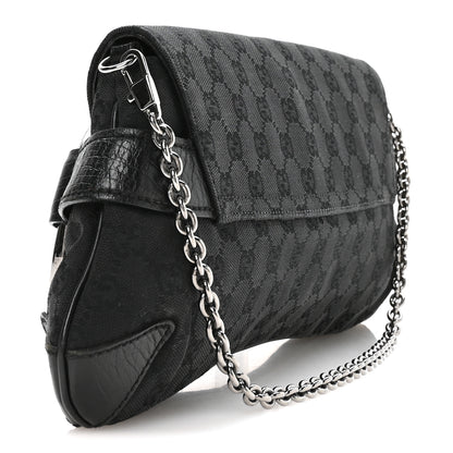 Gucci Monogram Horsebit Chain Clutch Black 2 of 9