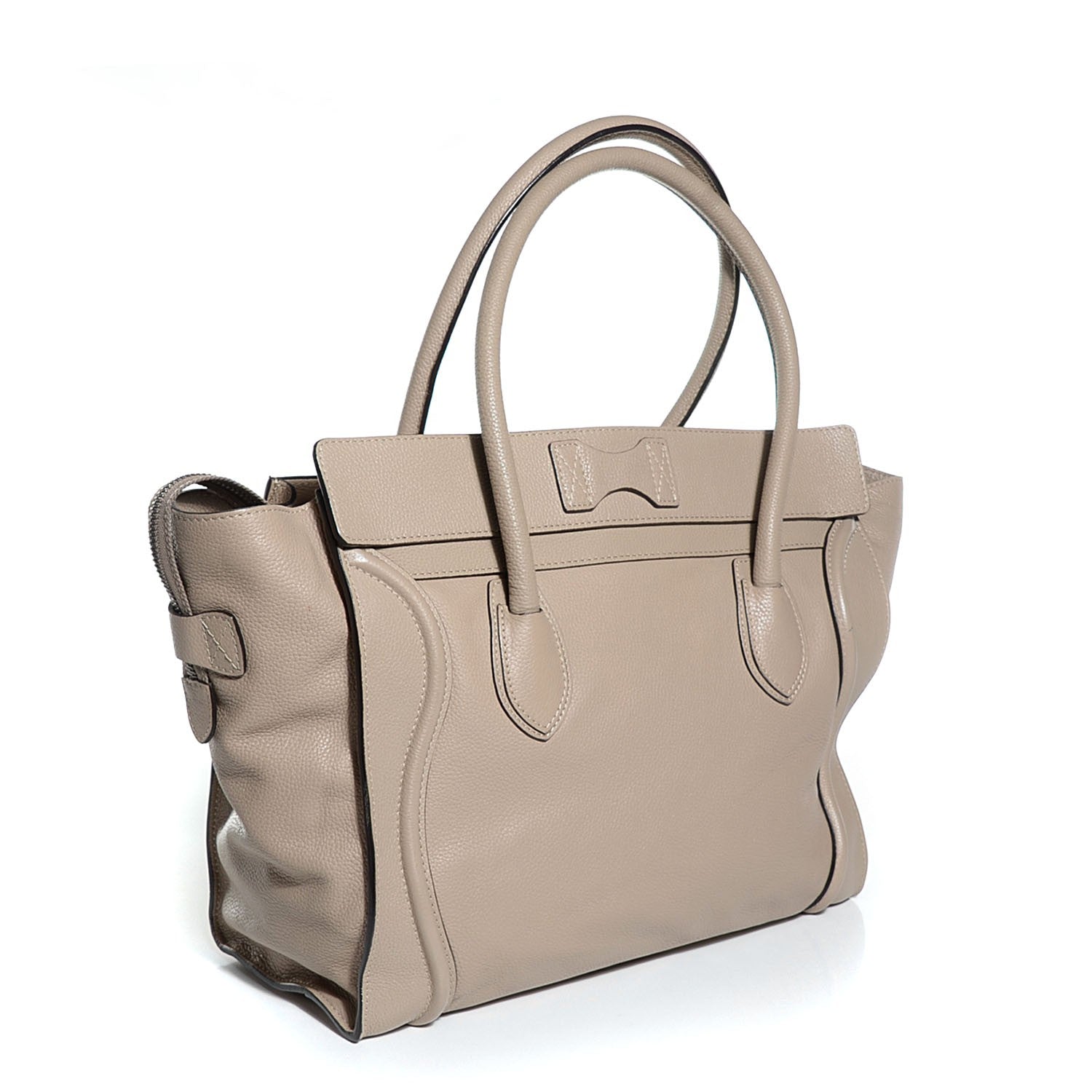 Celine Drummed Calfskin Shoulder Luggage Dune 3 of 8