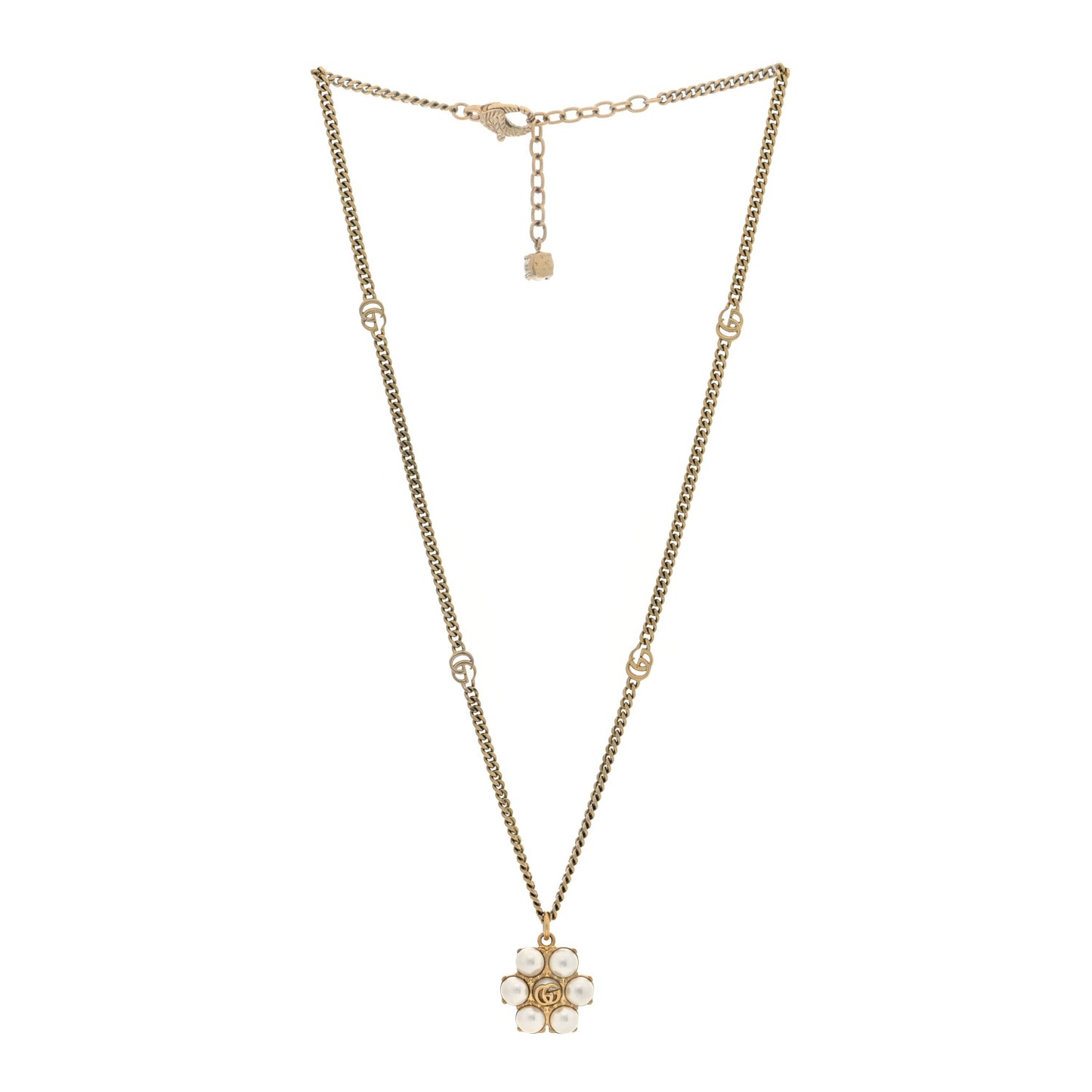 Pearl Double G Necklace Gold