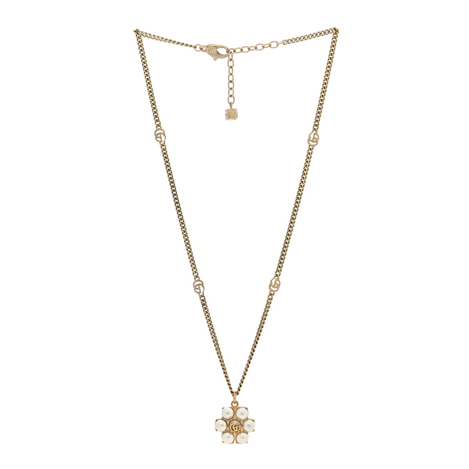 Gucci Pearl Double G Necklace Gold 3 of 5