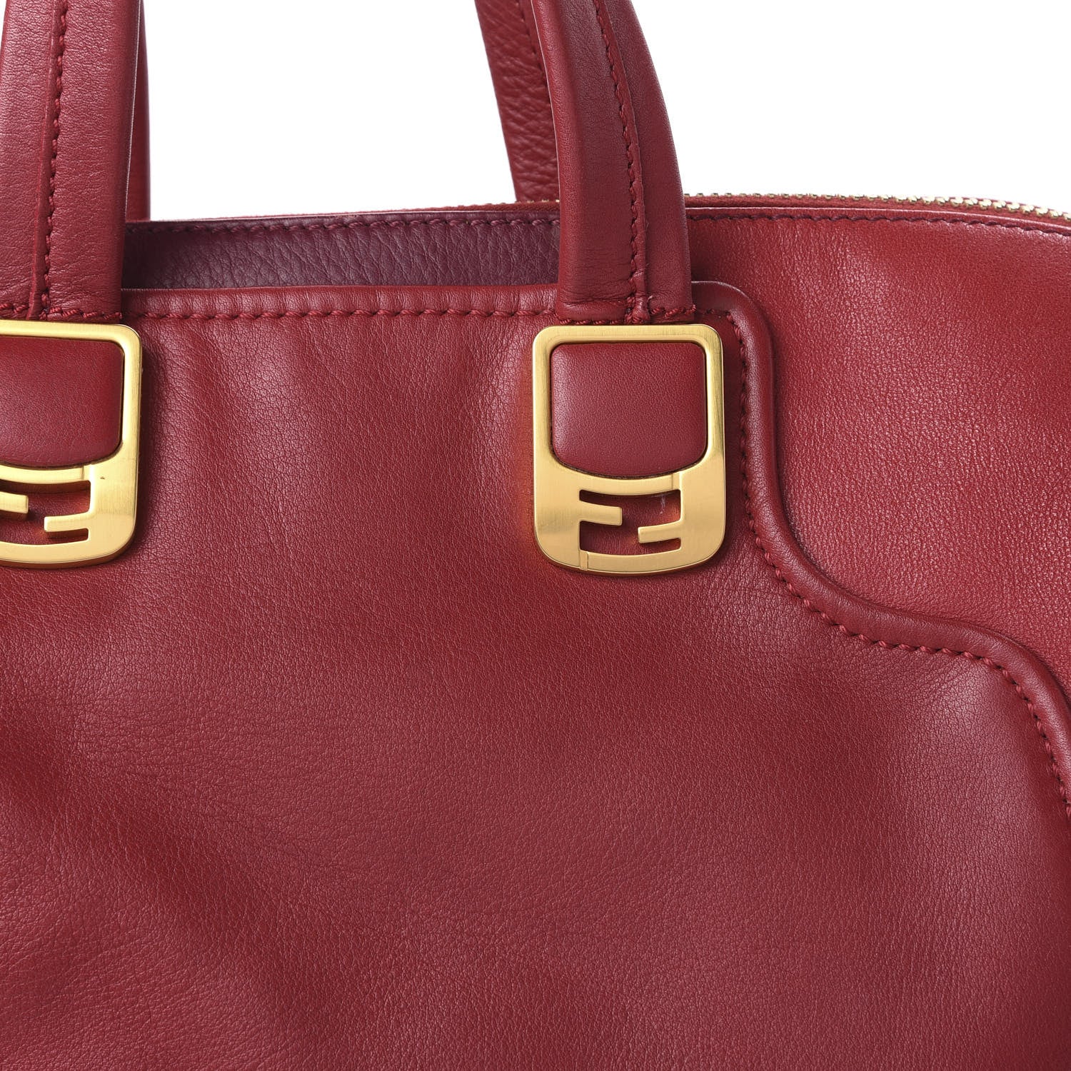 Fendi Vitello Capra Alabama Colorblock Large Chameleon Tote Ciliegia Bordeaux Ruby 10 of 12
