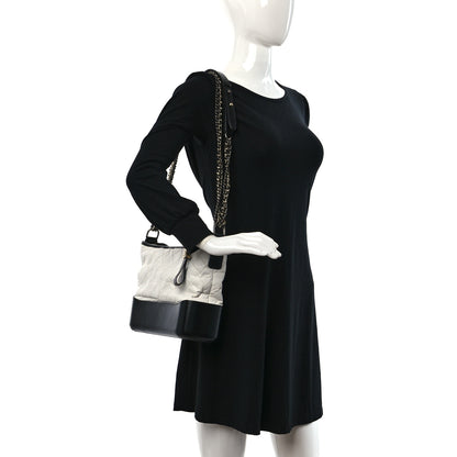 Chanel Aged Calfskin Quilted Medium Gabrielle Hobo Black White 2 of 9