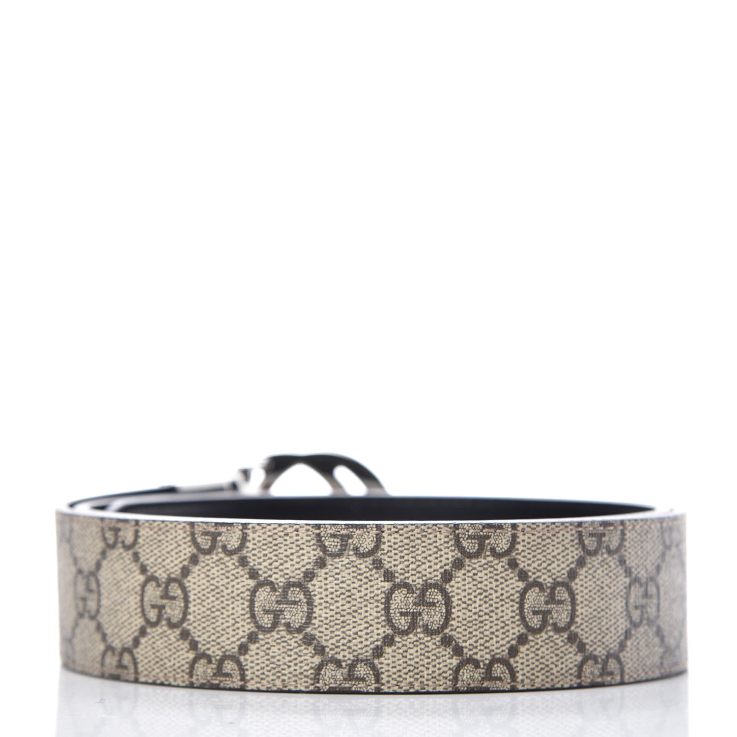 Gucci GG Supreme Monogram Selleria Interlocking G 37mm Belt 85 34 Beige Ebony Black 3 of 6