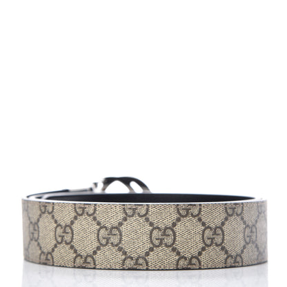 Gucci GG Supreme Monogram Selleria Interlocking G 37mm Belt 85 34 Beige Ebony Black 3 of 6