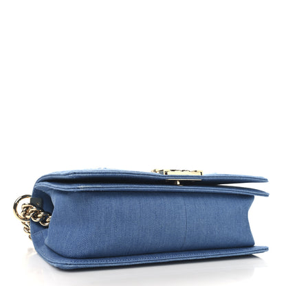 Chanel Denim Pleated Medium Boy Flap Light Blue 4 of 10