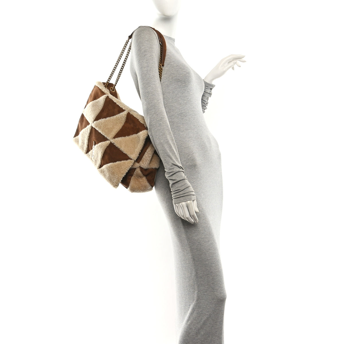 Suede Shearling Patchwork Monogram Giant Jamie Brown Beige
