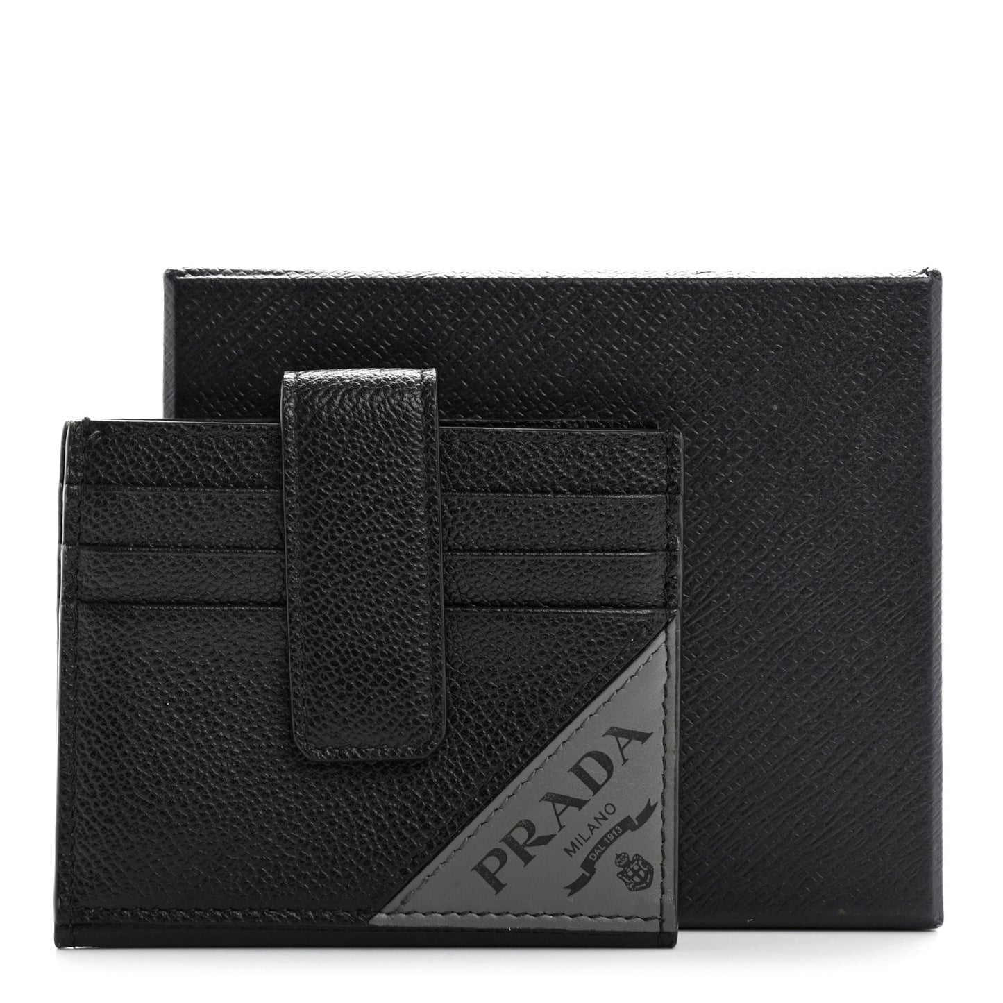 Vitello Micro Grain Bi-Fold Tab Wallet Black Mercurio