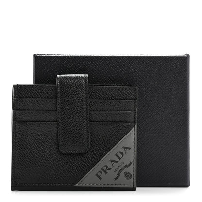 Prada Vitello Micro Grain Bi-Fold Tab Wallet Black Mercurio 11 of 11