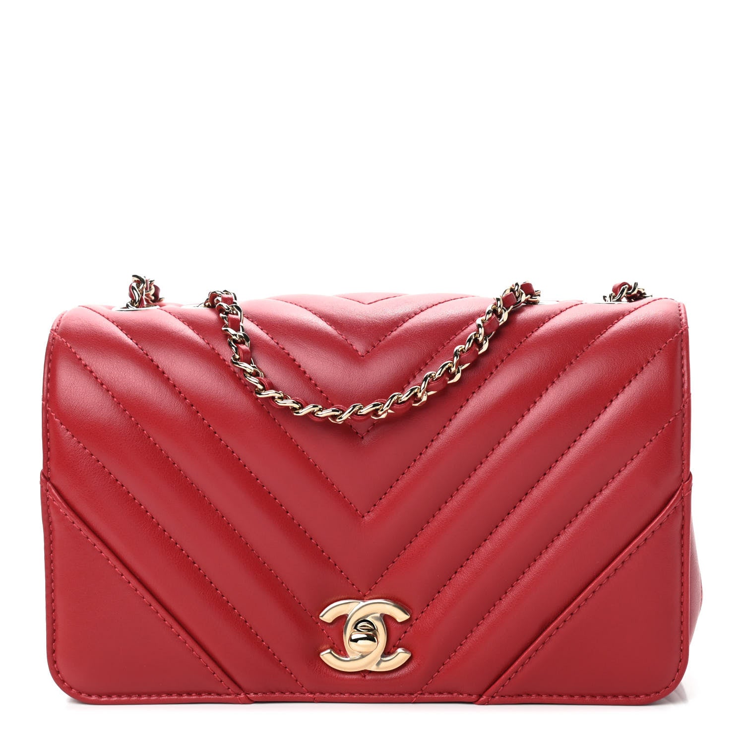 Chanel Calfskin Chevron Quilted Mini Statement Flap Red 1 of 9