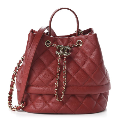 Chanel Caviar Quilted Rolled Up Bucket Drawstring Bag Red 1 of 9