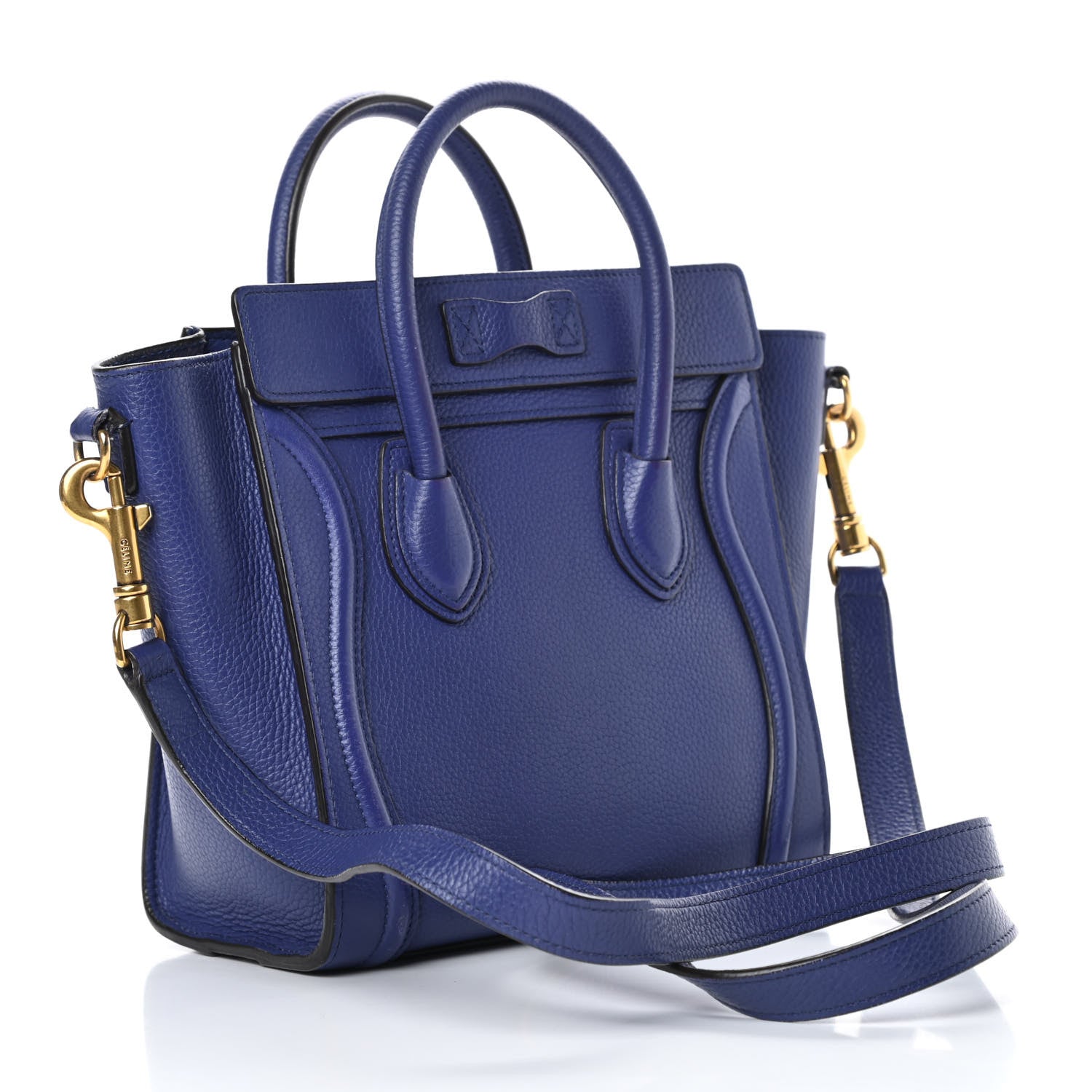 Celine Drummed Calfskin Nano Luggage Indigo 3 of 16