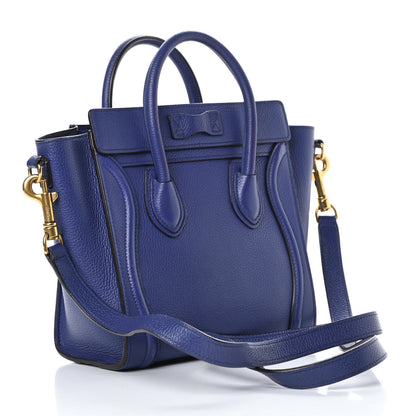 Celine Drummed Calfskin Nano Luggage Indigo 3 of 16
