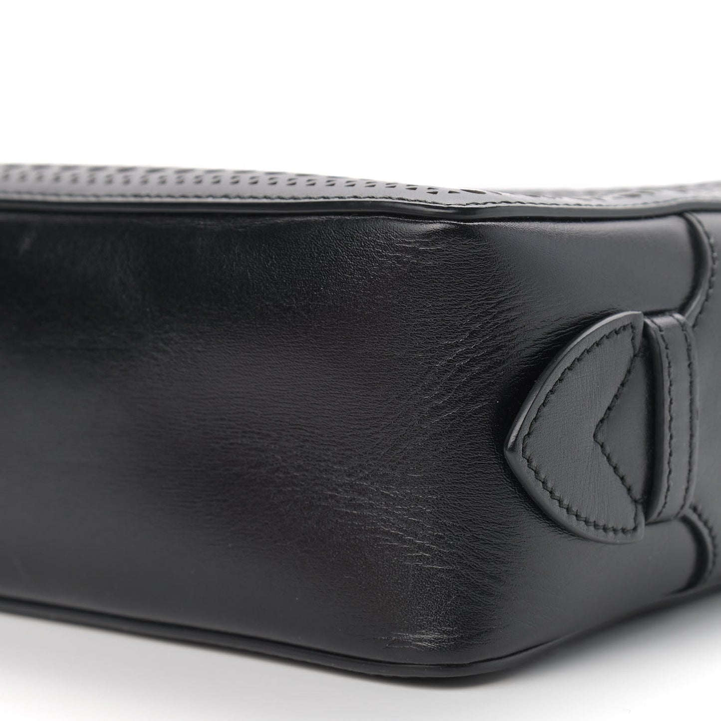 Calfskin Laser Cut Camera Bag Black