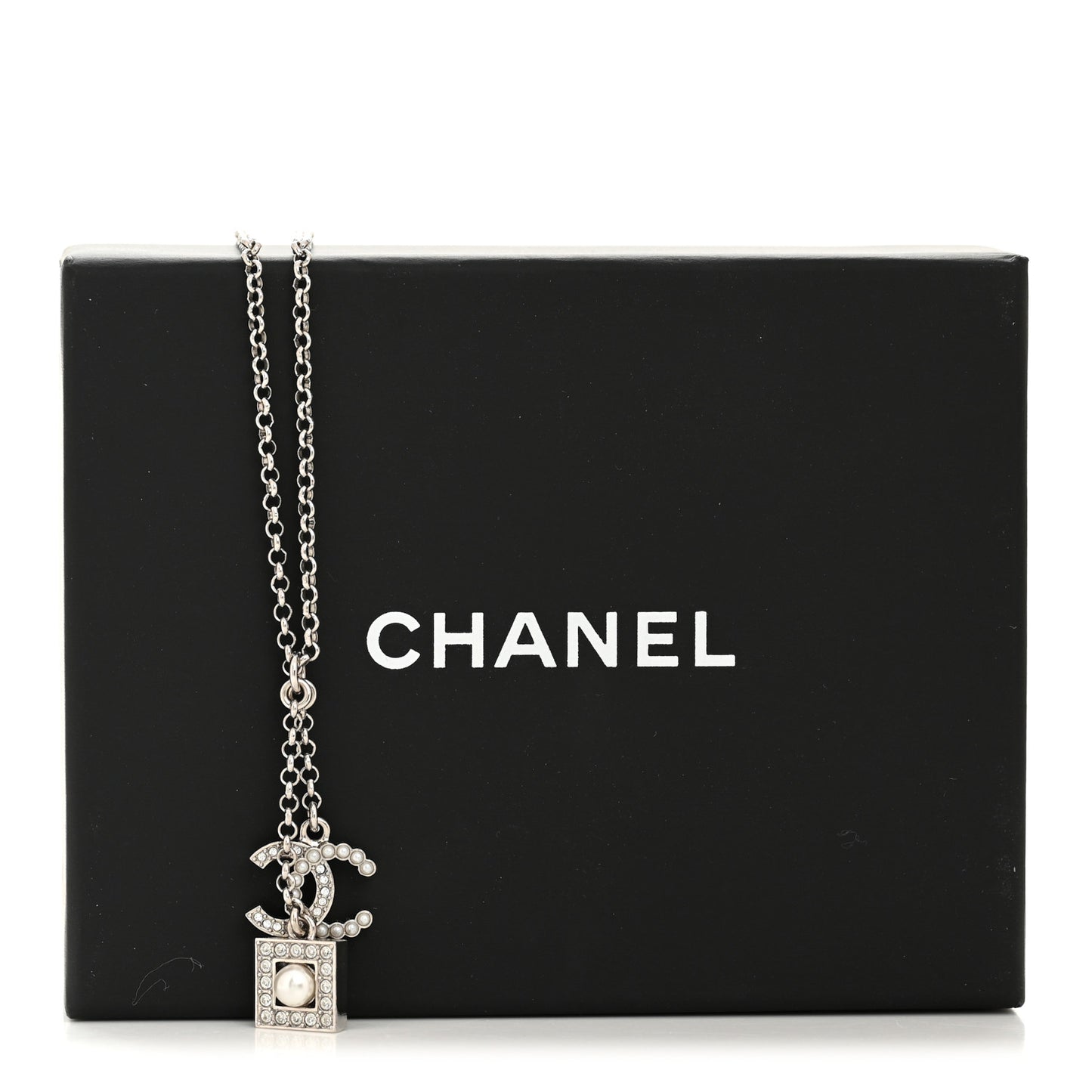 Ruthenium Crystal Square CC Lariat Necklace