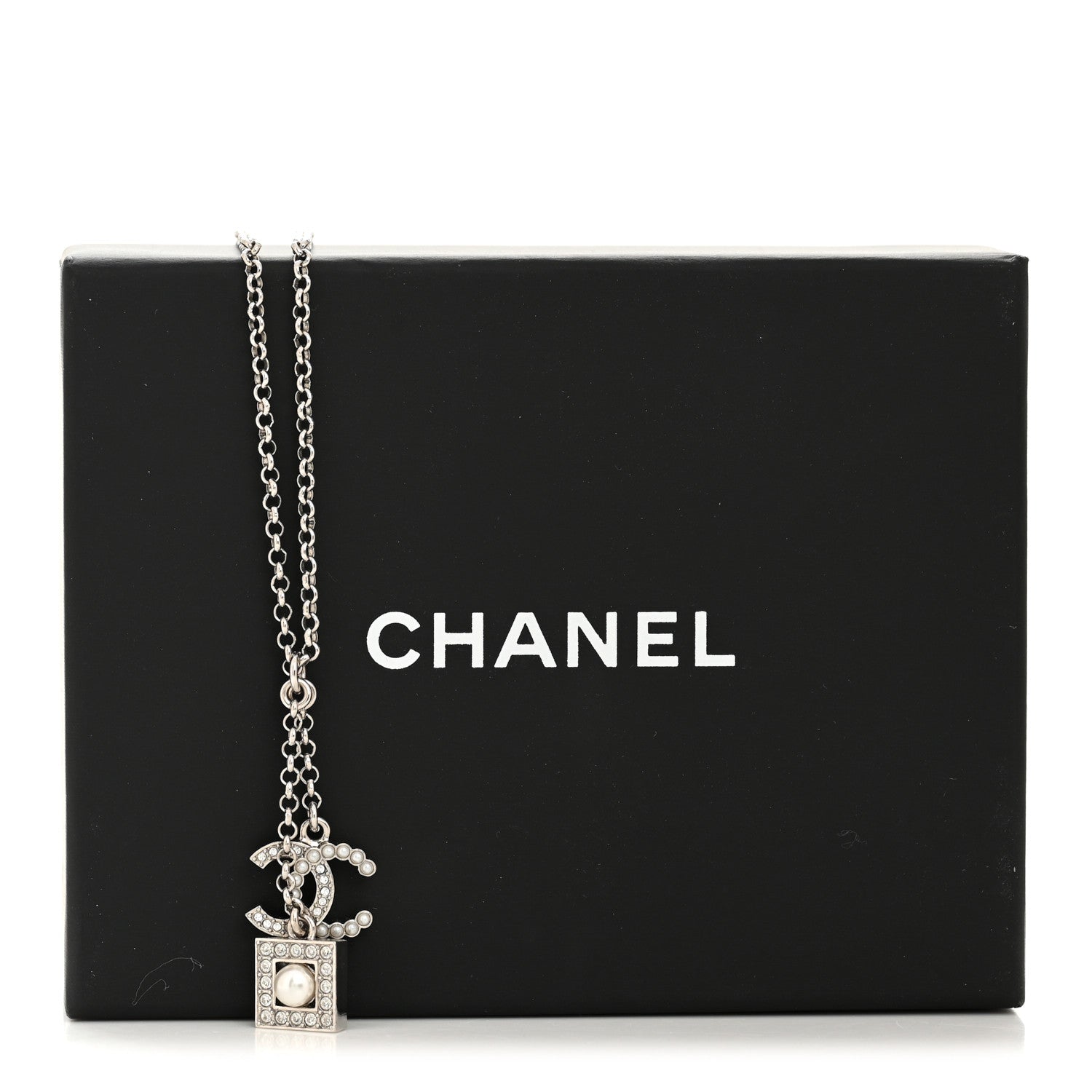 Chanel Ruthenium Crystal Square CC Lariat Necklace 6 of 6