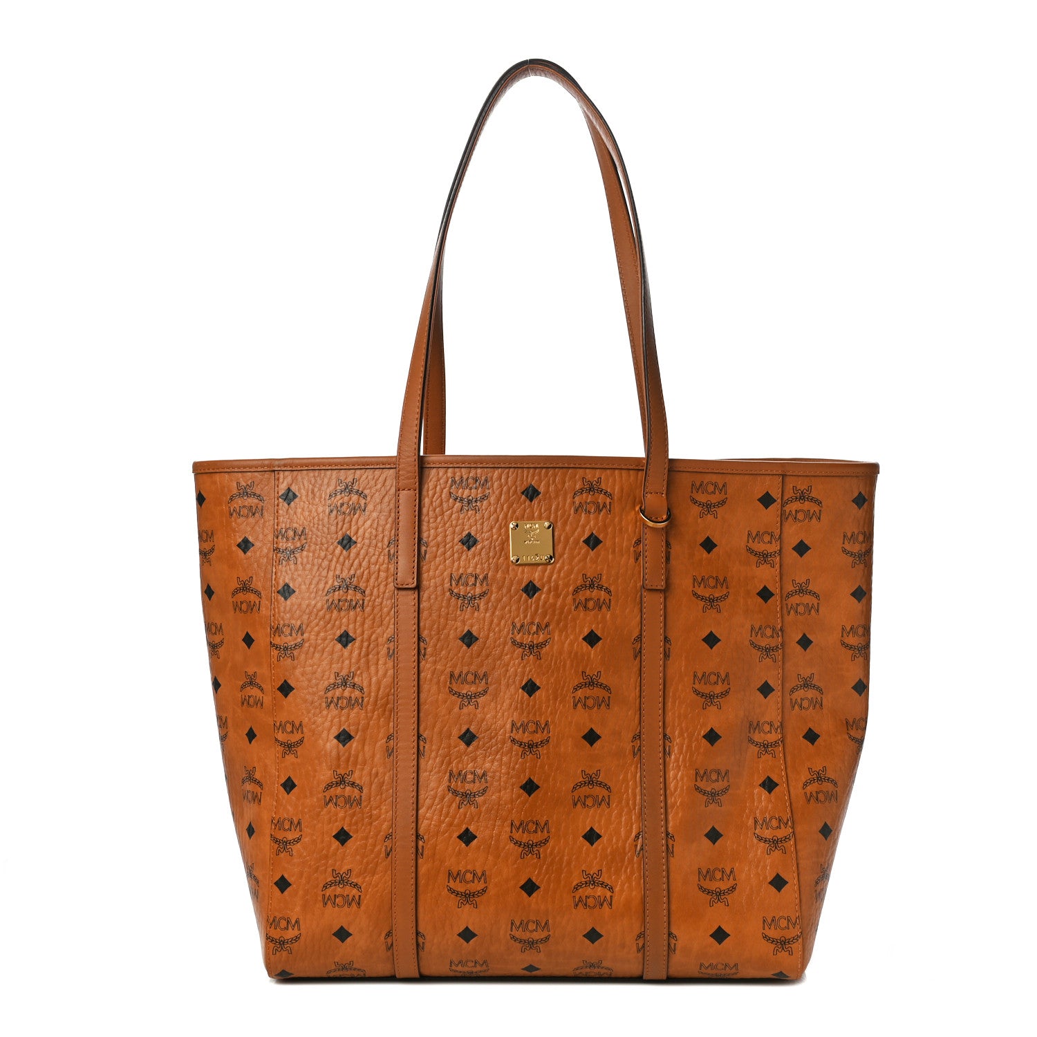 MCM Visetos Toni Shopper Tote Cognac 1 of 9