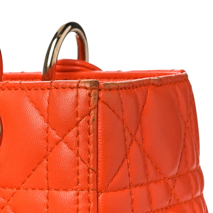 Christian Dior Lambskin Cannage Medium Lady Dior Orange 14 of 15