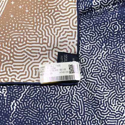 Hermes Silk Clair De Lune Double Face Scarf 90 Marine White Beige 3 of 5