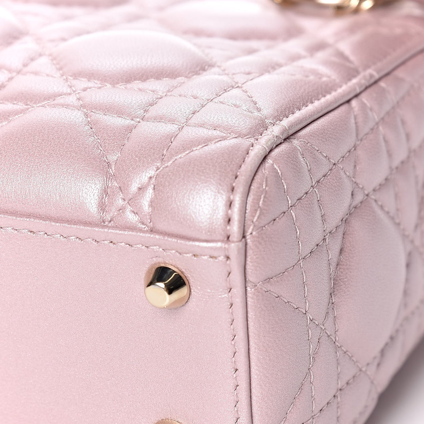 Metallic Lambskin Cannage Mini Lady Dior Lotus