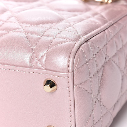 Christian Dior Metallic Lambskin Cannage Mini Lady Dior Lotus 8 of 14