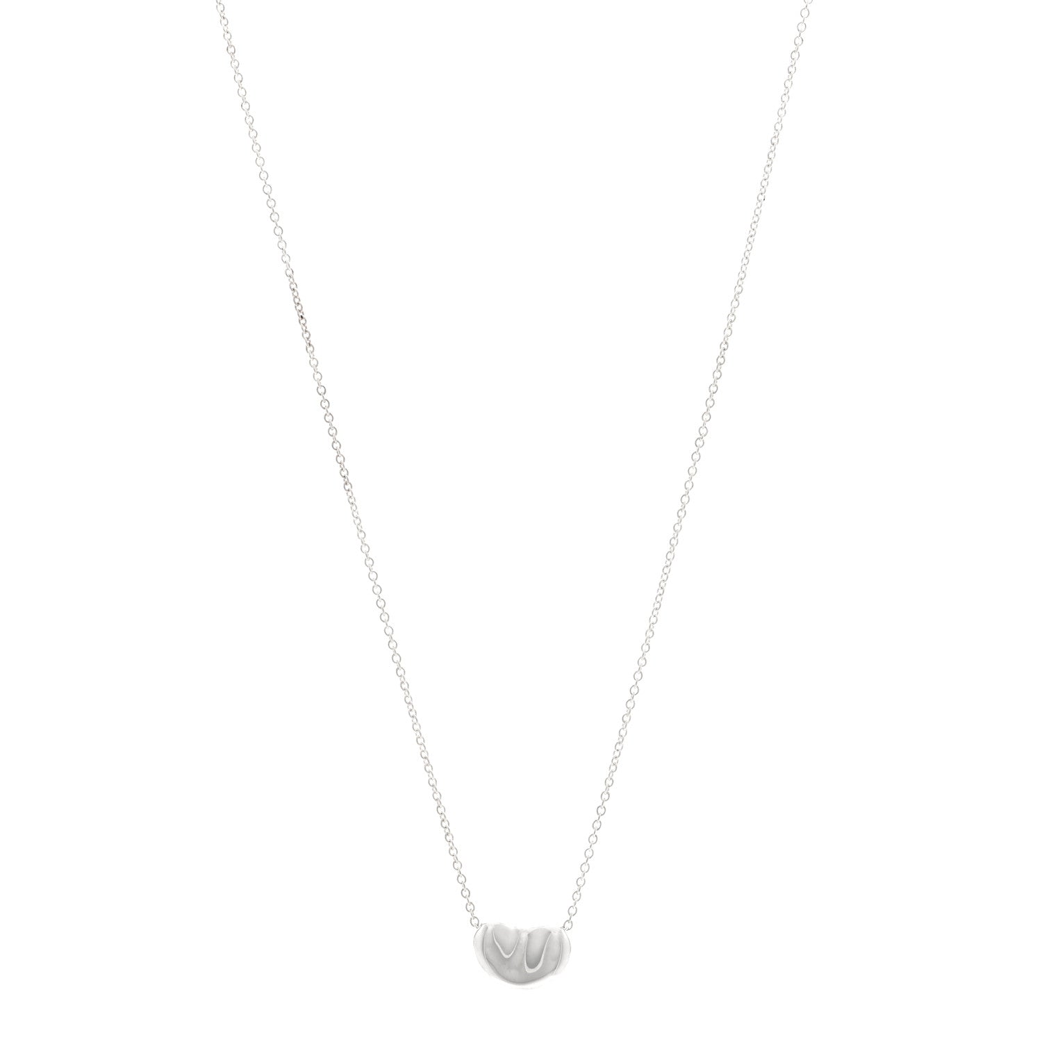 Tiffany Sterling Silver 11mm Elsa Peretti Bean Pendant Necklace 1 of 5