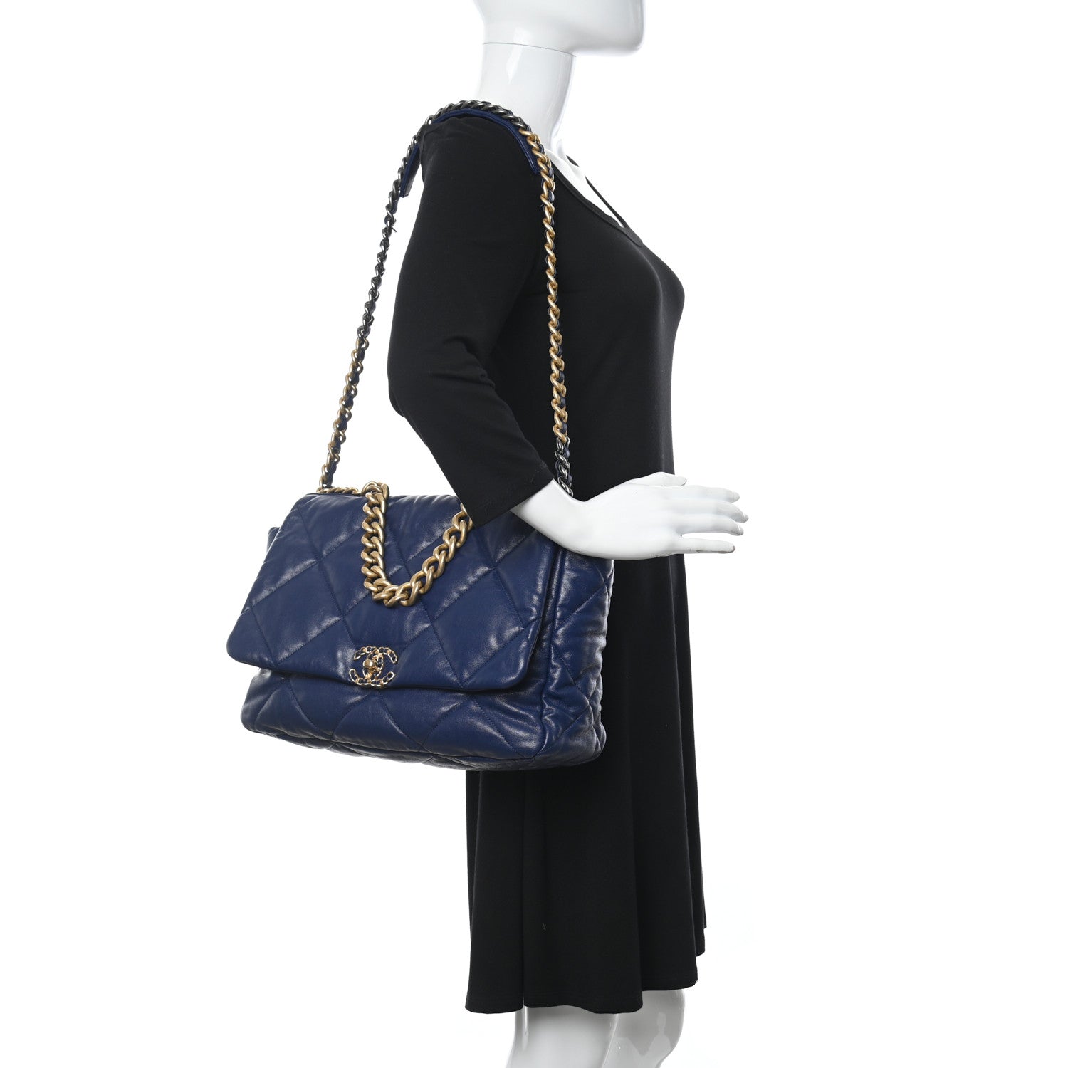 Chanel Goatskin Quilted Maxi Chanel 19 Flap Blue 2 of 10