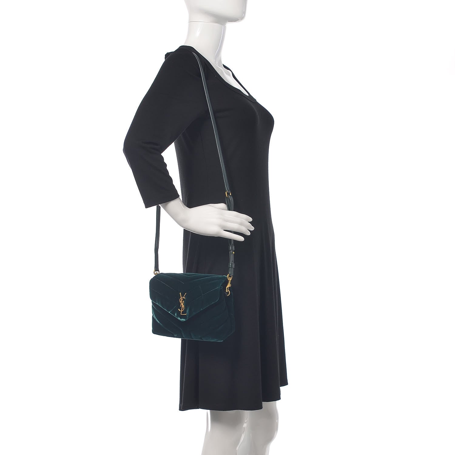 Saint Laurent Velvet Y Quilted Monogram Toy Loulou Chain Satchel Dark Ottanio 2 of 13