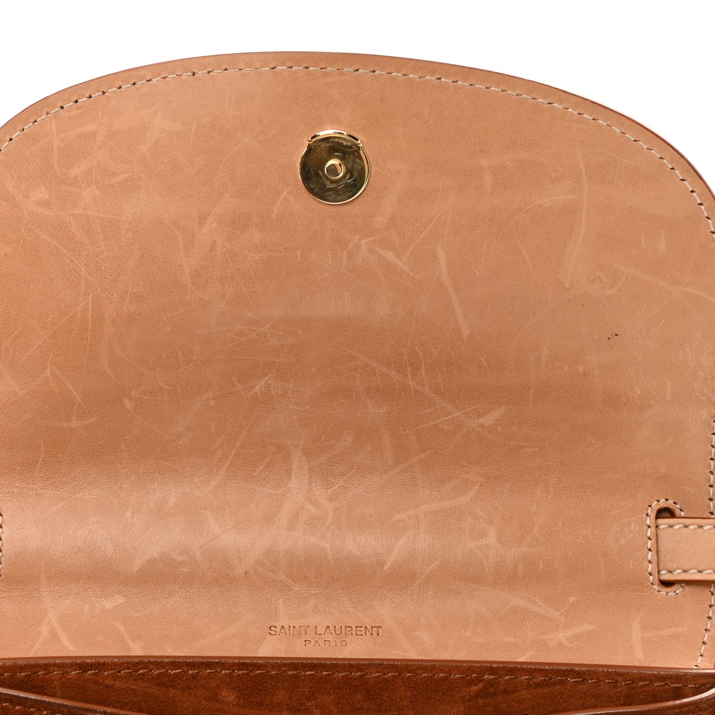 Smooth Vintage Calfskin Small Kaia Satchel Brown Gold