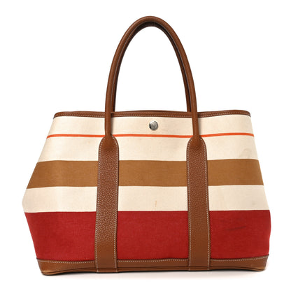 Hermes Toile Striped Negonda Garden Party 36 MM Multicolor Gold 1 of 13