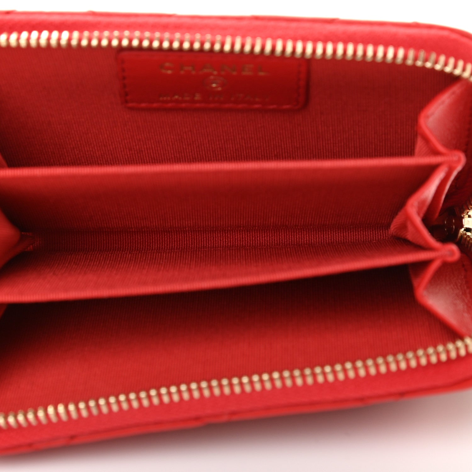 Chanel Lambskin Quilted Camellia Zip Coin Purse Red 4 of 6