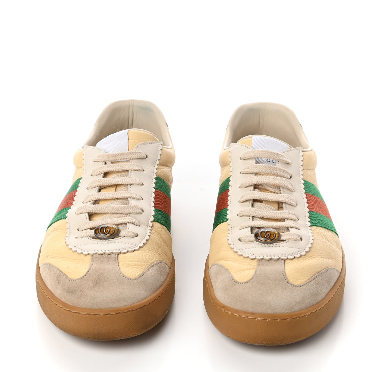 Calfskin Suede Web Mens G74 Sneakers 12 Oatmeal Burro New Mystic White