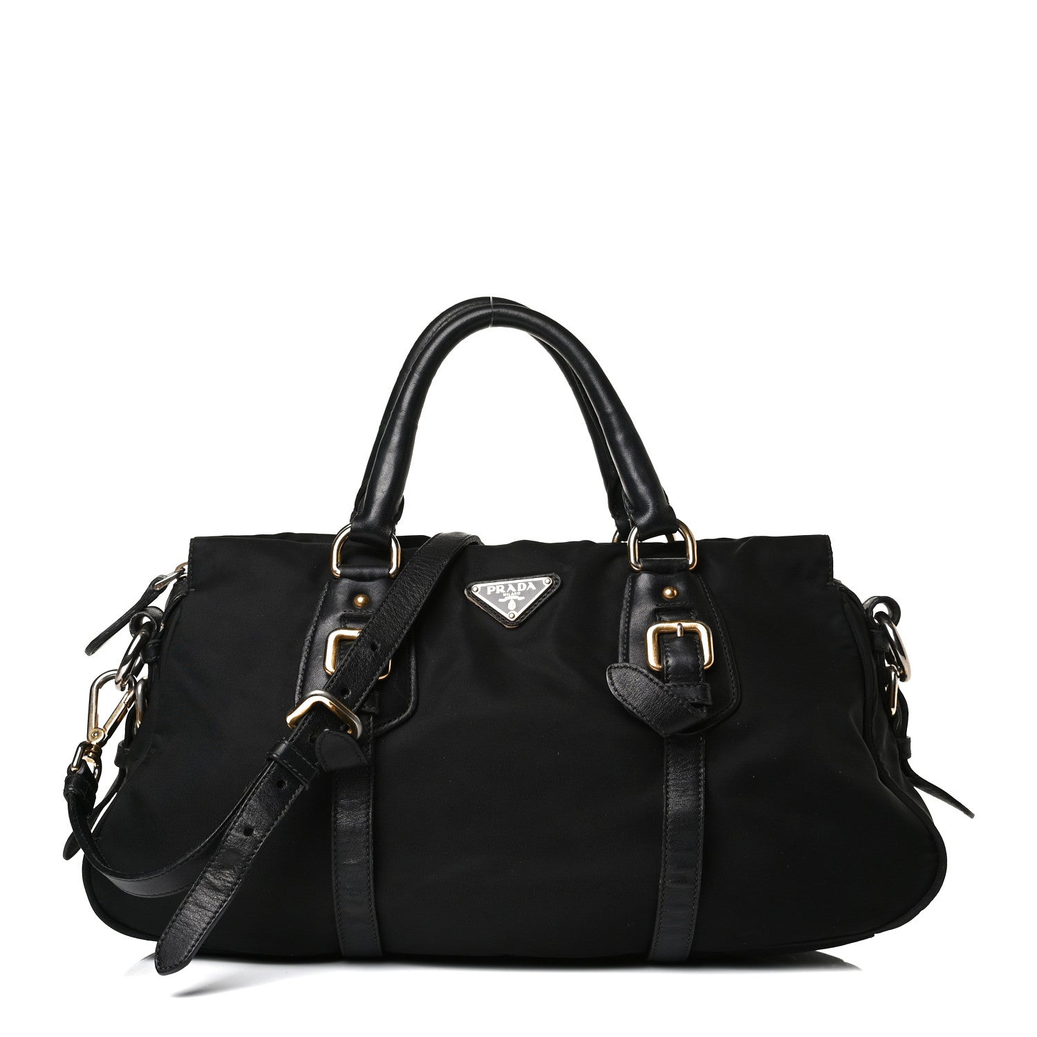 Prada Tessuto Nylon City Calfskin Shoulder Bag Black 1 of 21
