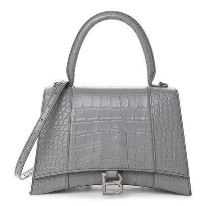 Balenciaga Shiny Calfskin Crocodile Embossed Medium Hourglass Top Handle Bag Balenciaga Grey 1 of 17