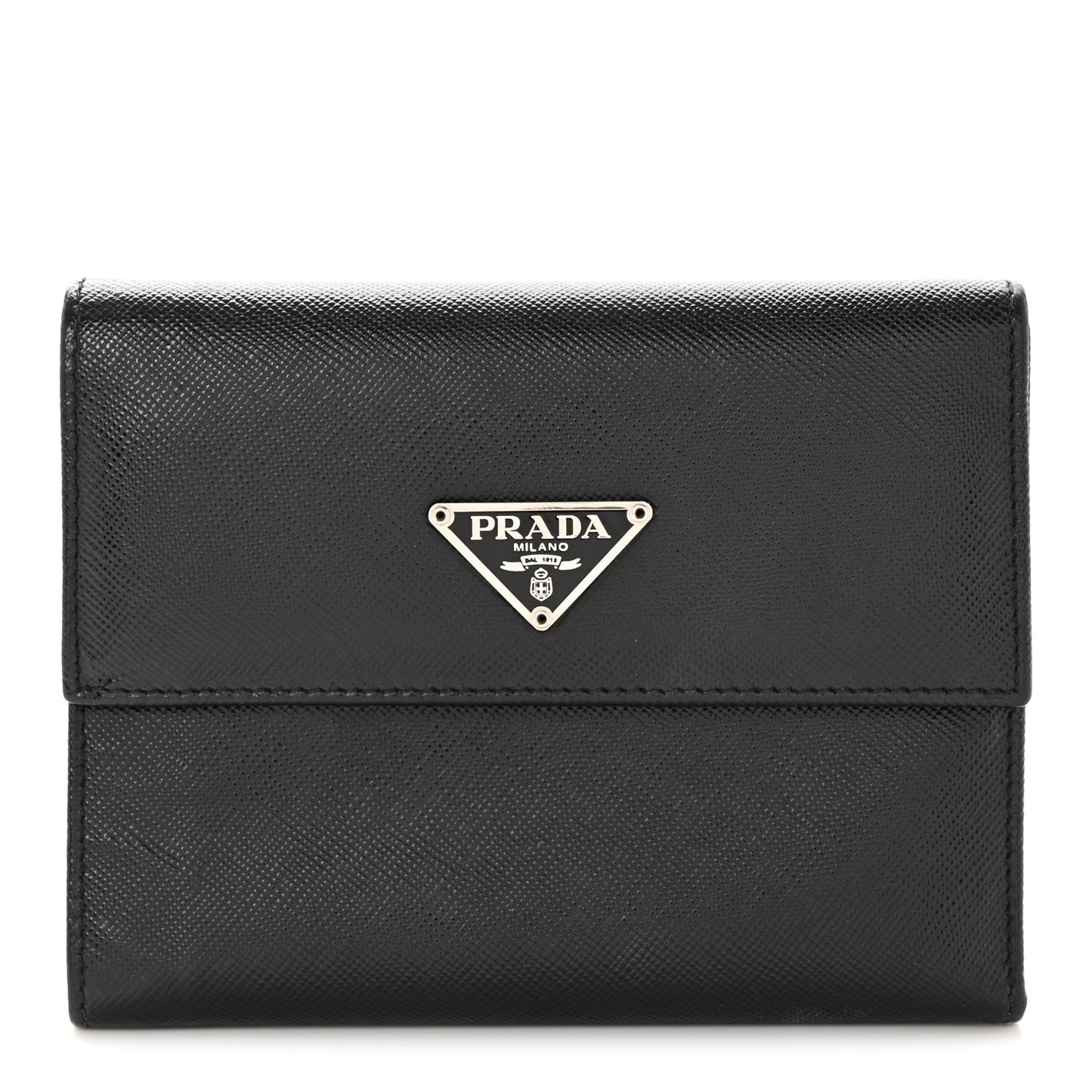 Saffiano Metal Tri-Fold Wallet Black