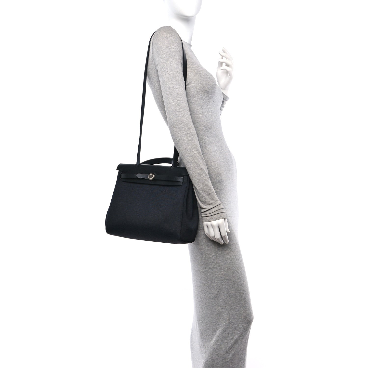 Hermes Military Toile Vache Hunter Herbag Zip Retourne 31 PM Black 2 of 13