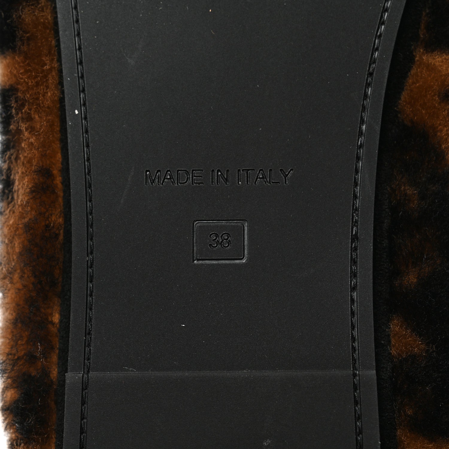 Fendi Shearling Nappa FF Slippers 38 Tobacco Black 7 of 8